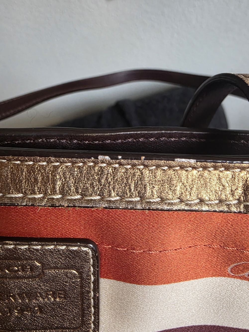 Coach Multicolor Legacy Stripe Tote Bag - Gold Trim - Picture 15 of 15